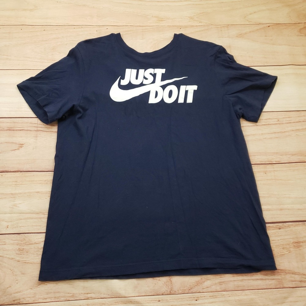 Nike Shirt Mens Large Navy Blue Just Do It Swoosh Logo Athletic Tee‎